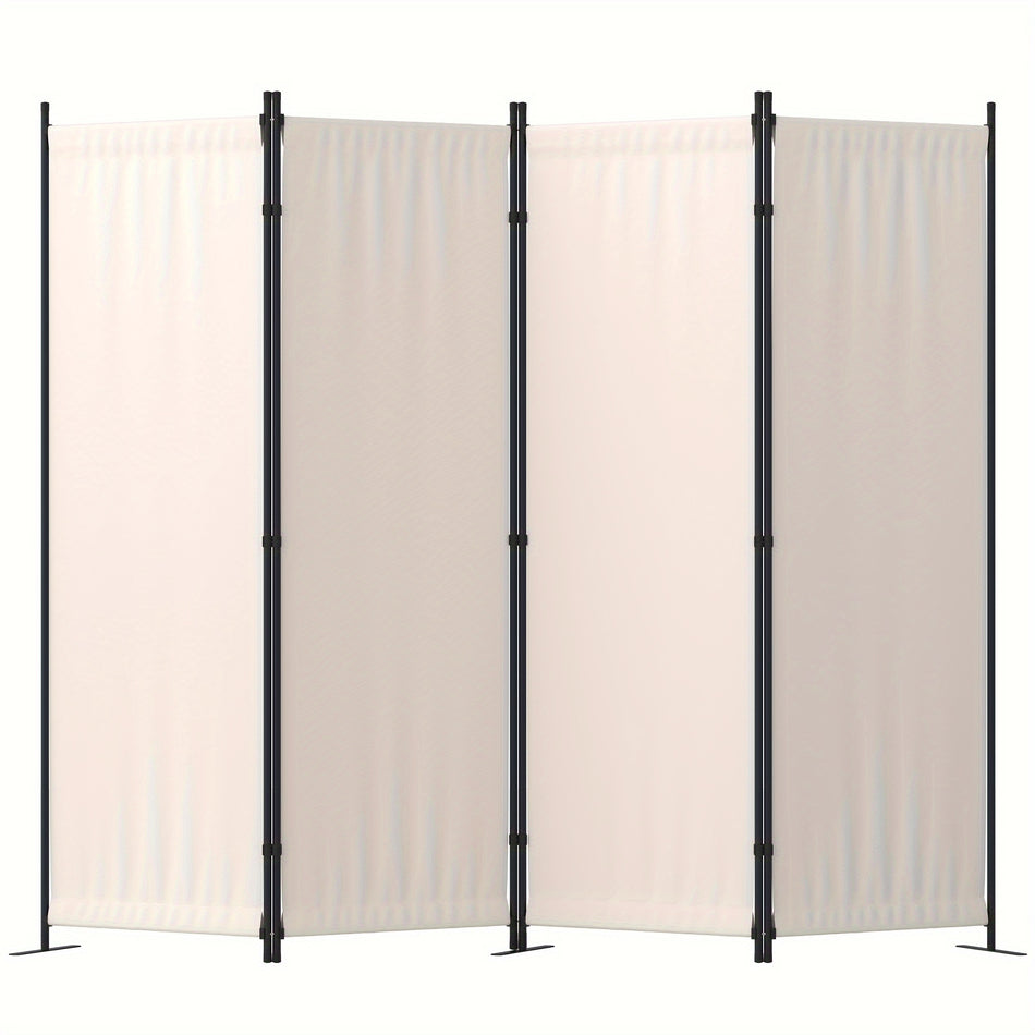 4 Panel Black Privacy Screen   Modern Folding Room Divider With Sturdy Metal Frame Easy Assembly Space Saving Design Perfect For Office Bedroom Hospital   Durable Wrinkle Resistant Fabric Room Dividers And Folding Privacy Screens White