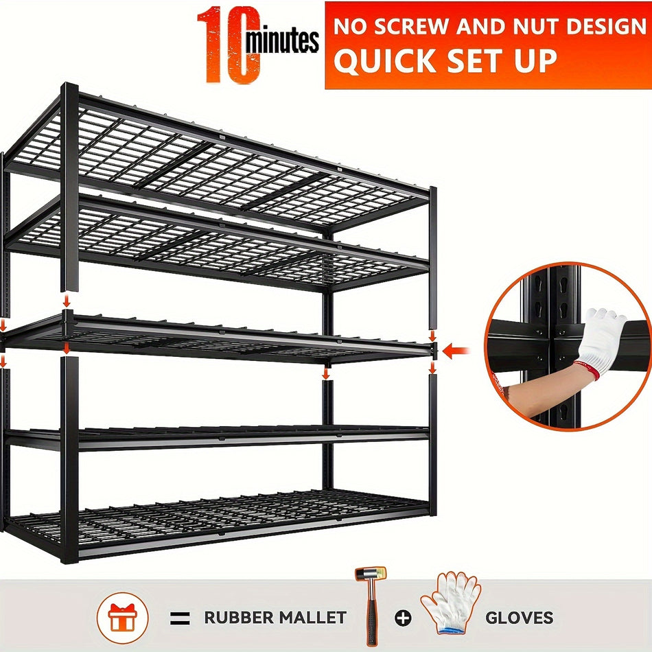 60 W Garage Shelving Heavy Duty Storage Shelves 3000Lbs Adjustable 5 Tier Metal Shelving Unit For Storage Rack Garage Storage Shelves Industrial Shelf Utility Rack 60 W X 24 D X 72 H