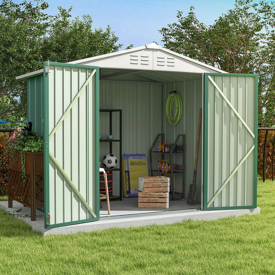 6Ft X 4Ft Metal Outdoor Storage Shed Steel Utility Tool Shed Storage House With Door Lock For Backyard Green