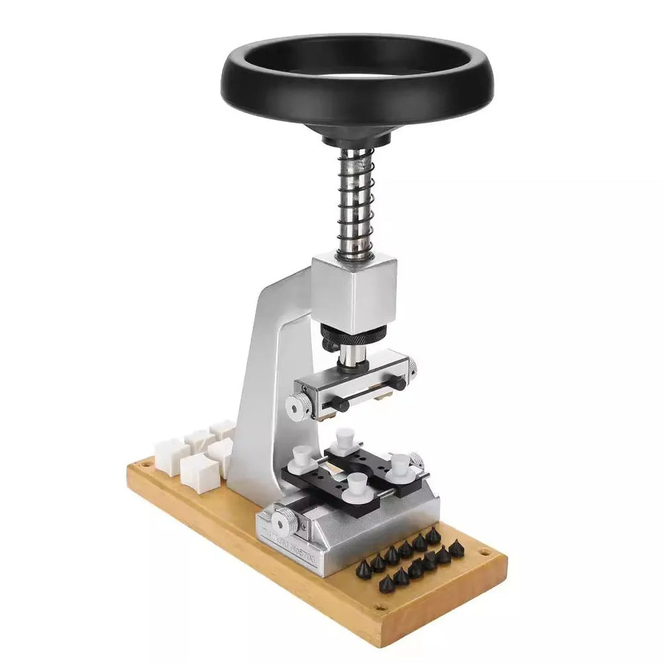 5700 Wood Table Watch Back Open Close Tools Bench Wristwatch Opener With 6 Opener Dies For Rolex Watches Watchmakers Tools 65Mm Wood Base 5700