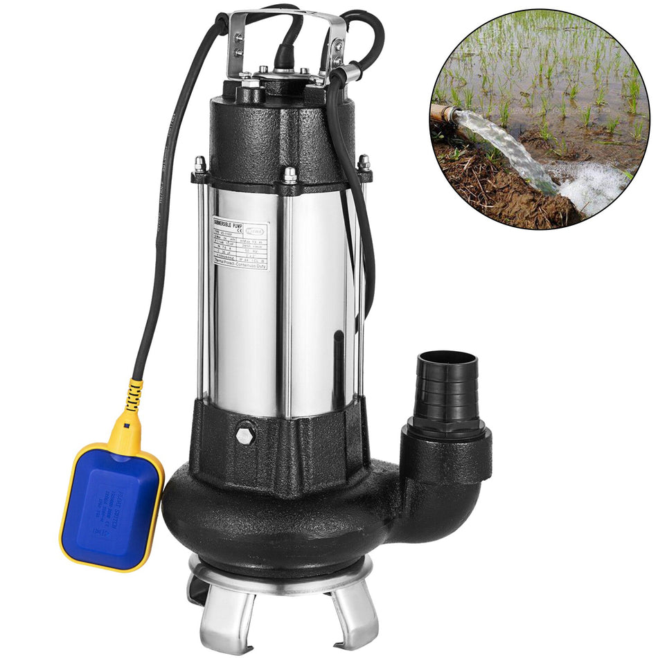 6340Gph Sump Pump15Hp Industrial Sewage Cutter Grinder Cast Iron Submersible