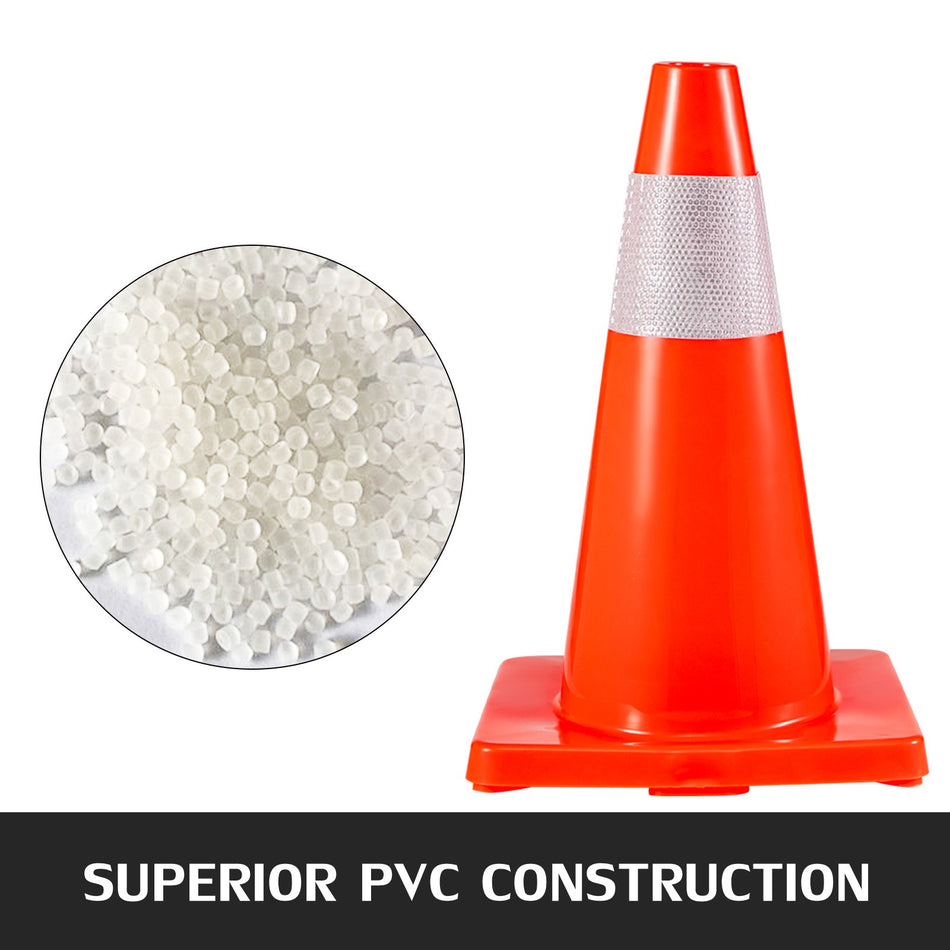 20Pack 18 Traffic Cones Safety Road Parking Cones Pvc Base Orange Traffic Cone With Reflective Collars Hazard Construction Cones For Home Traffic Parking