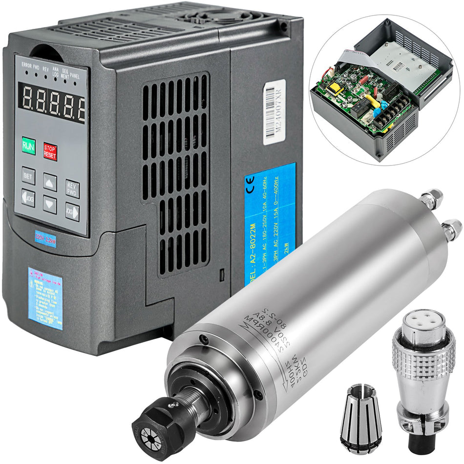 Spindle Motor 22Kw Square Water Cooled Spindle Motor Er20 Collect Vfd Variable Frequency Drive 220V 22Kw For Cnc Router Engraving Milling Machine