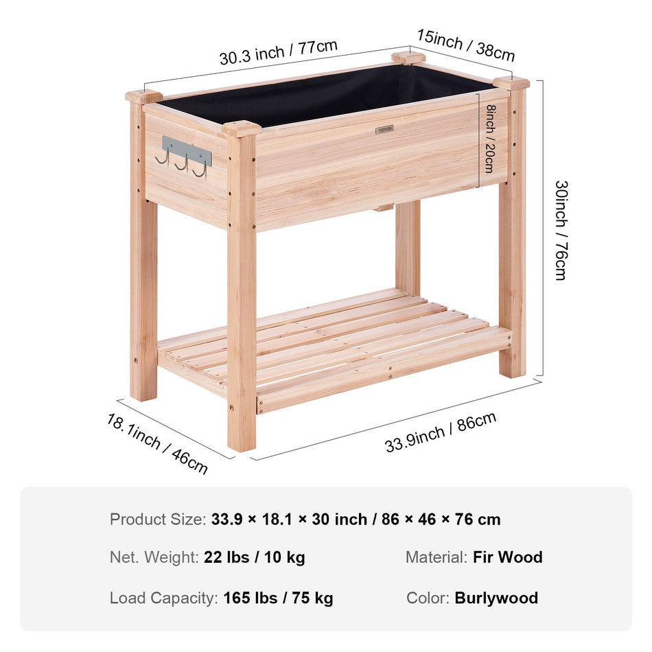 Wooden Raised Garden Bed Planter Box 339X181X30 Flower Vegetable Herb