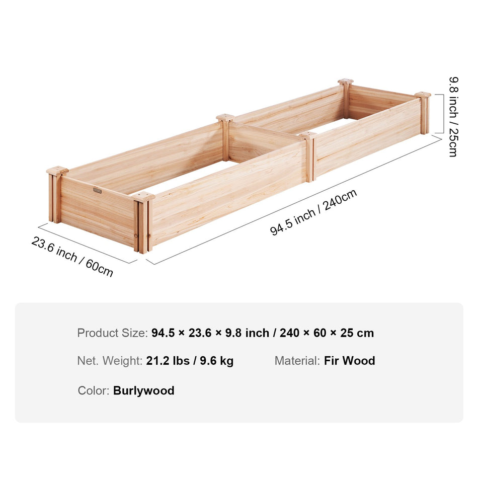Wooden Raised Garden Bed Planter Box 945X236X98 Flower Vegetable Herb