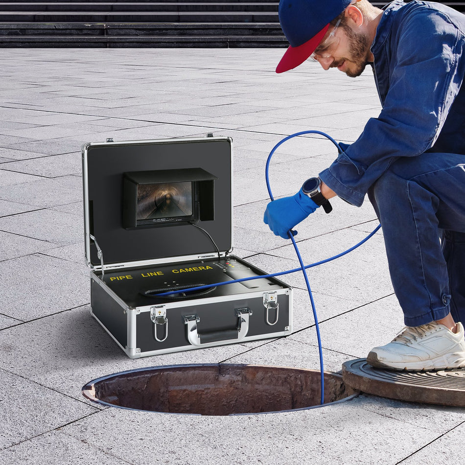 Sewer Camera 100 Ft30 M 7 Screen Pipeline Inspection Camera With Dvr Function Waterproof Ip68 Camera 12 Pcs Adjustable Leds With A 16 Gb Sd Card For Sewer Line Duct Drain Pipe Plumbing