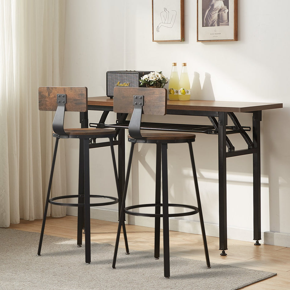 Rustic Bar Stools Counter Height Round Bar Chairs With Backrest 29 2 Set