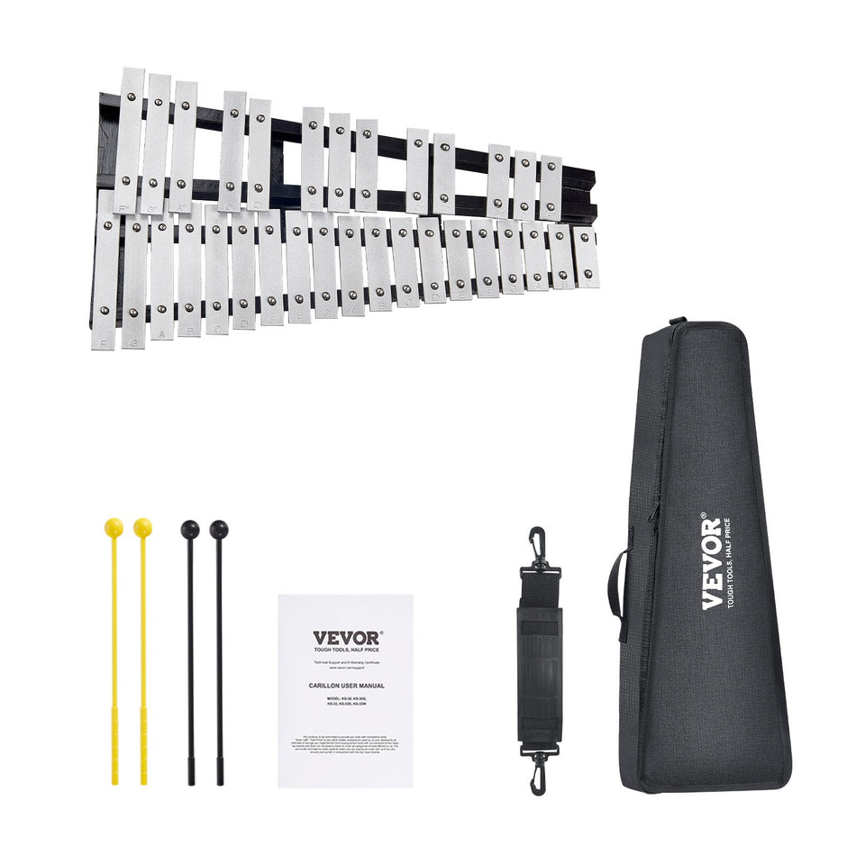 32 Note Glockenspiel Xylophone Bell Kit Percussion Instrument With Mallets Drum Sticks And Carrying Bag Professional Glockenspiel Xylophone Percussion Instrument Set For Adults Students
