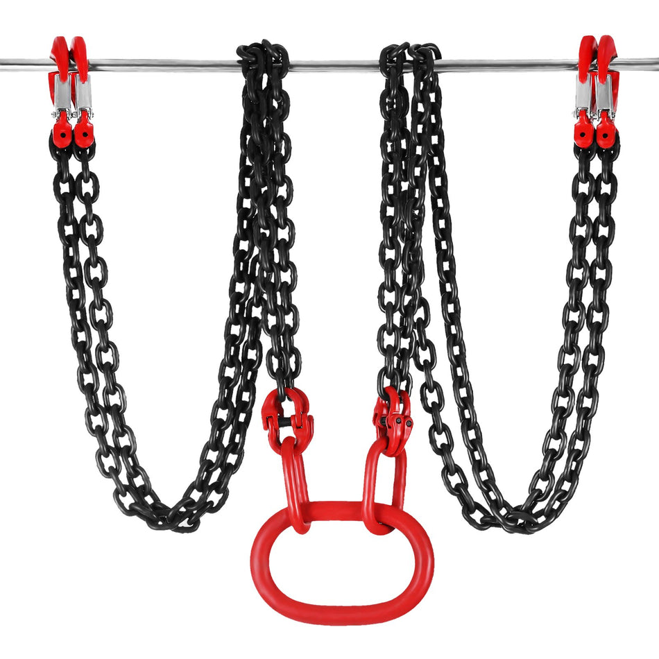 10Ft Chain Sling 516 Inch X 10 Ft Engine Lift Chain G80 Alloy Steel Engine Chain Hoist Lifts 3 Ton With 4 Leg Grab Hooks And Adjuster Used In Mining Machinery Ports Building