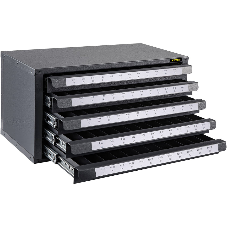 Tap Dispenser Cabinet Five Drawer Tap Dispenser Tap Organizer Cabinet Cold Rolled Steel 60  Compartment Tap Dispenser And Organizer Cabinet Holder For Machine Screw Sizes 2 56 To 12 28