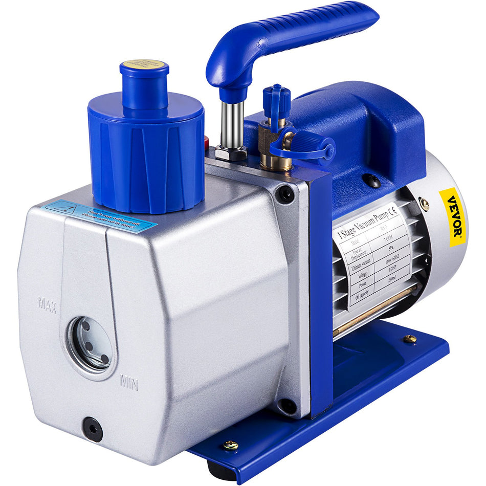 Vacuum Pump 7 Cfm 12 Hp Single Stage Air Conditioning Vacuum Pump 110V 5Pa Ultimate Vacuum Refrigerant Hvac Air Tool For Automobile Reparation Vacuum Evacuation 1 Stage 7 Cfm