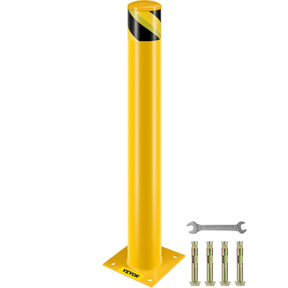 Safety Bollard 36 45 Safety Barrier Bollard 4 12 Od 36 Height Yellow Powder Coat Pipe Steel Safety Barrier With 4 Free Anchor Bolts For Traffic Sensitive Area