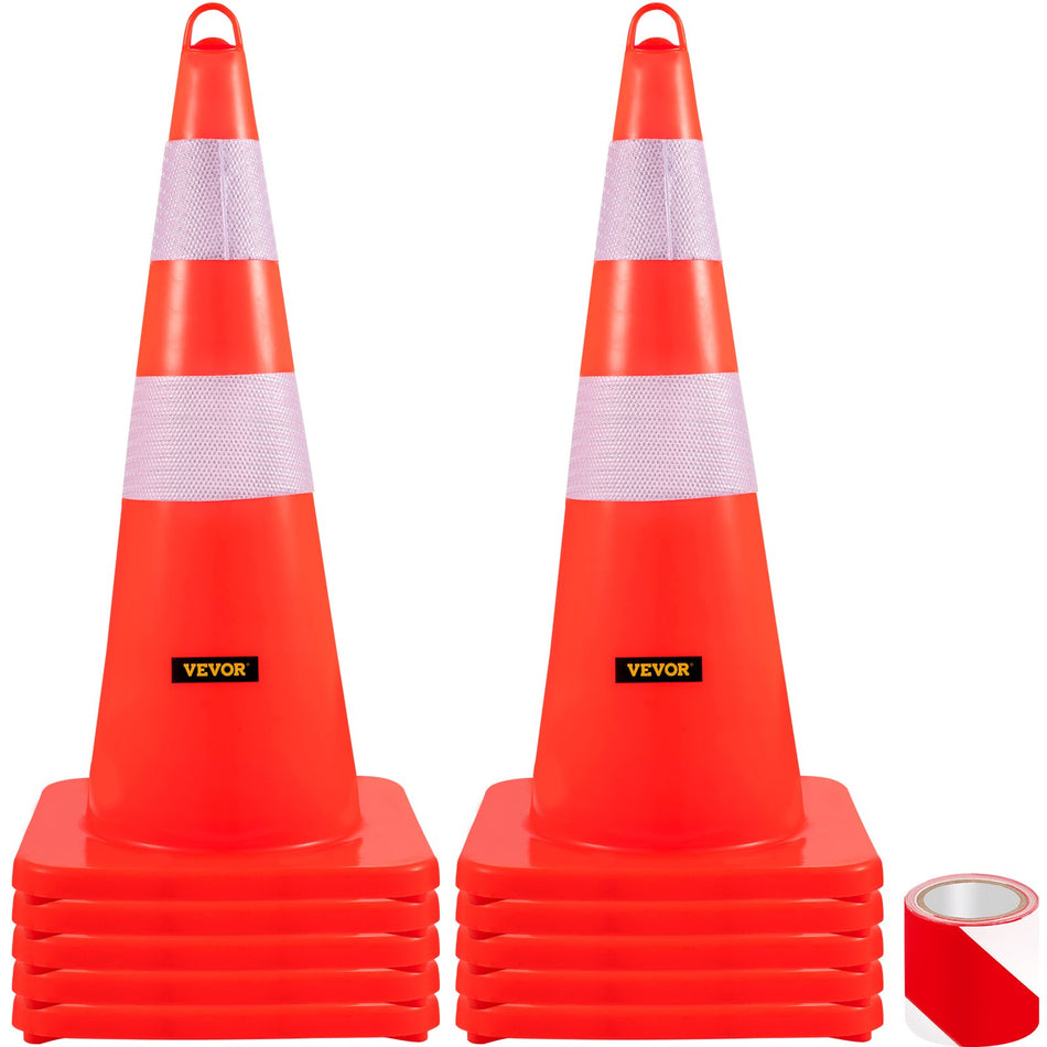 Safety Cones 10Pcs 28 Traffic Cones Pvc Orange Construction Cones 2 Reflective Collars Traffic Cones With Weighted Base And Hand Held Ring Used For Traffic Control Driveway Road Parking