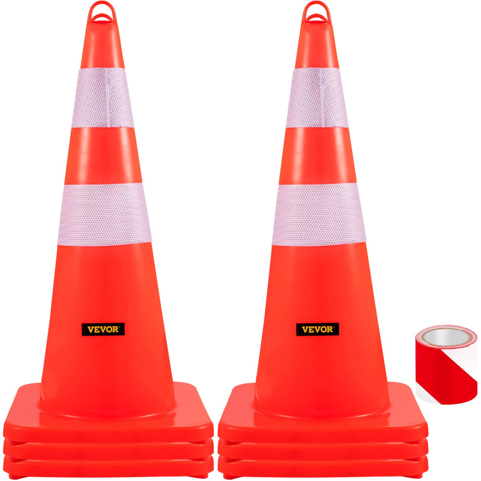 Safety Cones 6 X 28 Traffic Cones Pvc Orange Construction Cones 2 Reflective Collars Traffic Cones With Weighted Base And Hand Held Ring Used For Traffic Control Driveway Road Parking