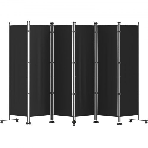 6 Panel Room Divider 6 Ft Tall Freestanding Folding Privacy Screen W Swivel Casters Aluminum Alloy Frame Oxford Bag Included Room Partition For Office Home 121 W X 14 D X 73H Black