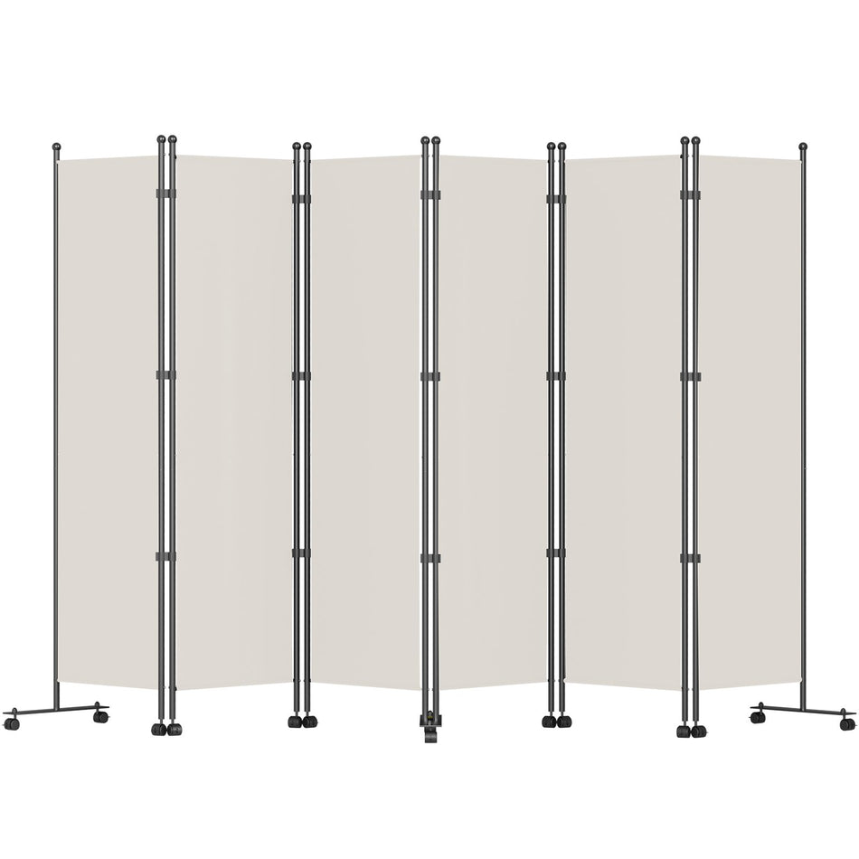 6 Panel Room Divider 6 Ft Tall Freestanding Folding Privacy Screen W Swivel Casters Aluminum Alloy Frame Oxford Bag Included Room Partition For Office Home 121 W X 14 D X 73H White