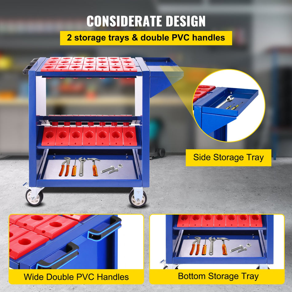 Tool Cart 40 Taper Tool Holder Cnc Tool Cart 35 Capacity Cat40 Bt40 Service Carts With Wheels Heavy Duty Bt40 35 Capacity