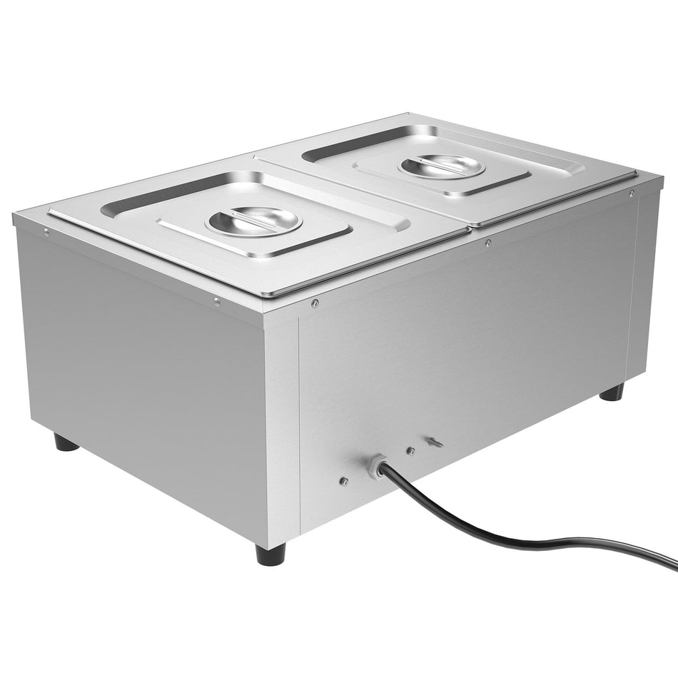 2 Pan Commercial Food Warmer 2 X 12Qt Electric Steam Table 1500W Professional Countertop Stainless Steel Buffet Bain Marie With 86 185F Temp Control For Catering And Restaurants Silver