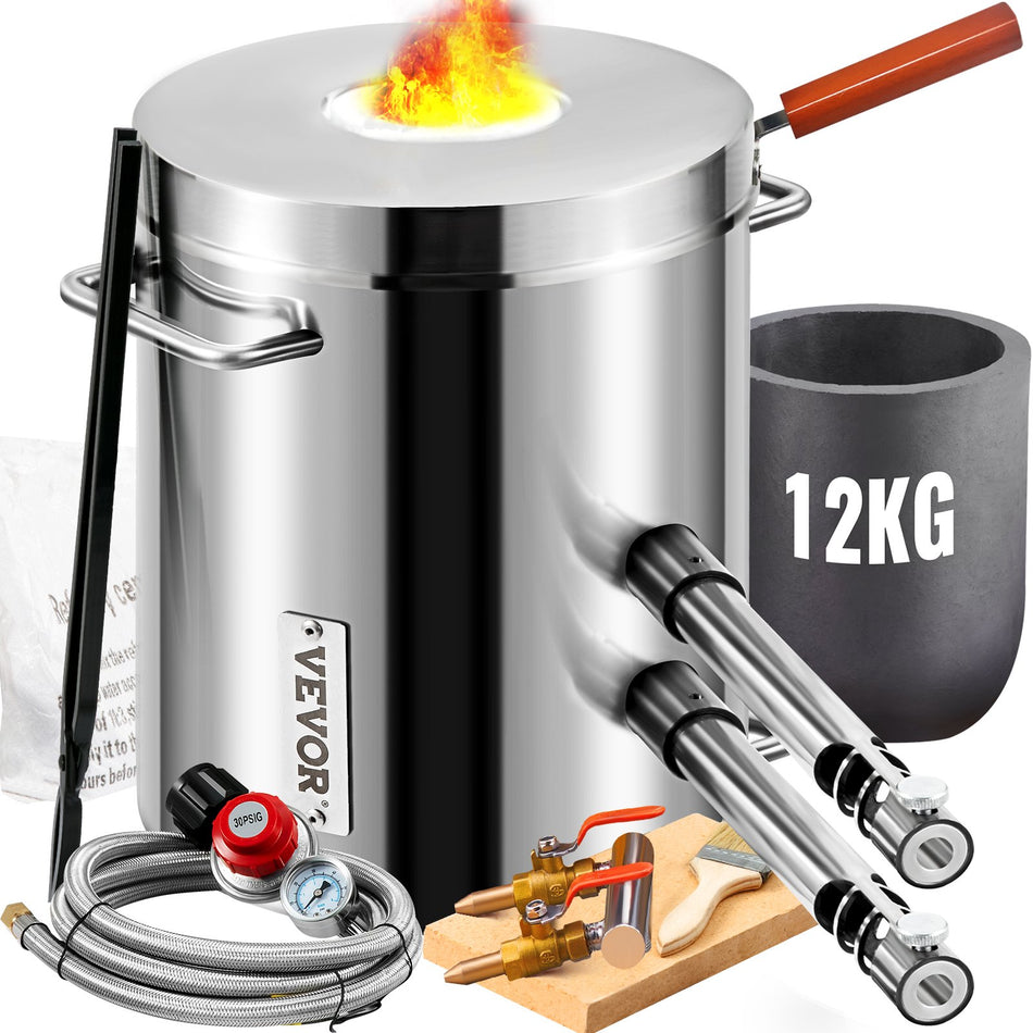 12Kg Propane Smelting Furnace Kit Melting Furnace Double Burners 2700