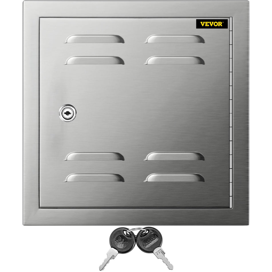 Vented Access Door 12X12In Single Access Door With Vents 304 Stainless Steel Outdoor Cooking Doors Flush Mount Vented Utility Door With Lock Beveled Frame Access For Bbq Island Grill Kitchen