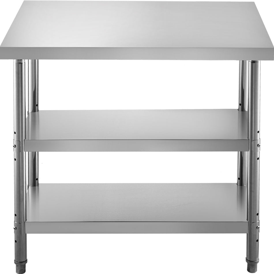 Stainless Steel Prep Table 60X14X33 In Commercial Stainless Steel Table 2 Adjustable Undershelf Bbq Prep Table Heavy Duty Kitchen Work Table For Garage Home Warehouse And Kitchen Silver