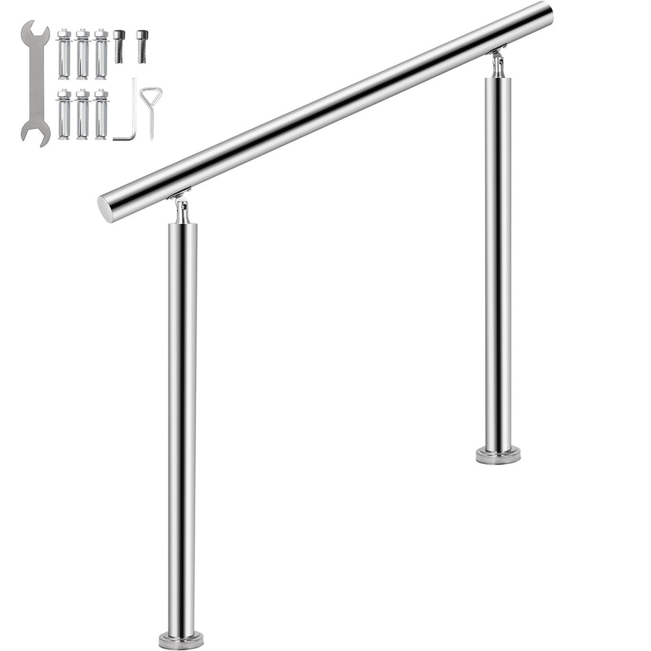 Stainless Steel Handrail 551Lbs Load Handrail For Outdoor Steps 39X34 Outdoor Stair Railing Silver Stair Handrail Transitional Range From 0 To 90 Stair Rail Fits 2 3 Steps With Screw Kit