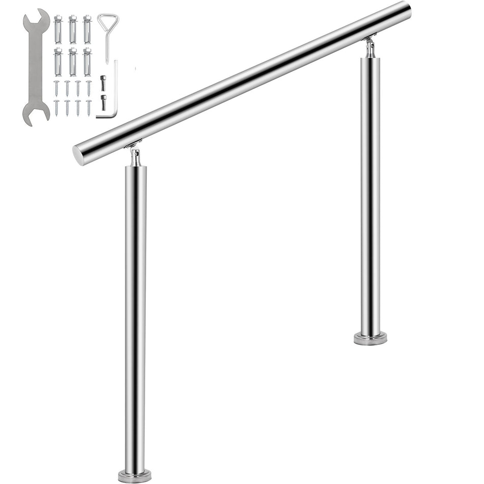 Stainless Steel Handrail 551Lbs Load Handrail For Outdoor Steps 55X34 Outdoor Stair Railing Silver Stair Handrail Transitional Range From 0 To 90 Stair Rail Fits 4 5 Steps With Screw Kit