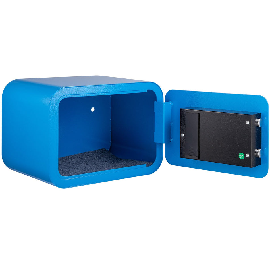Safe Box 1 Cubic Foot Money Safe With Fingerprint Lock And Key Lock Alloy Steel Home Safes With 2 Keys Wall Mounted Security Safe For Cash Watch Jewelry Passports Documents Blue