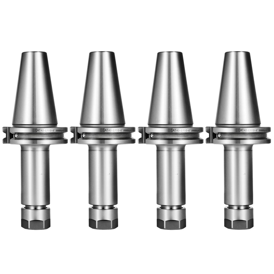 4Pcs Cat40 Tool Holder Er16 Collet Chuck Set Length 100Mm Chuck Tool Holder Set Mill Holder For Cnc Engraving Machine Milling Lathe4Pcs Cat40 Er16 100Mm