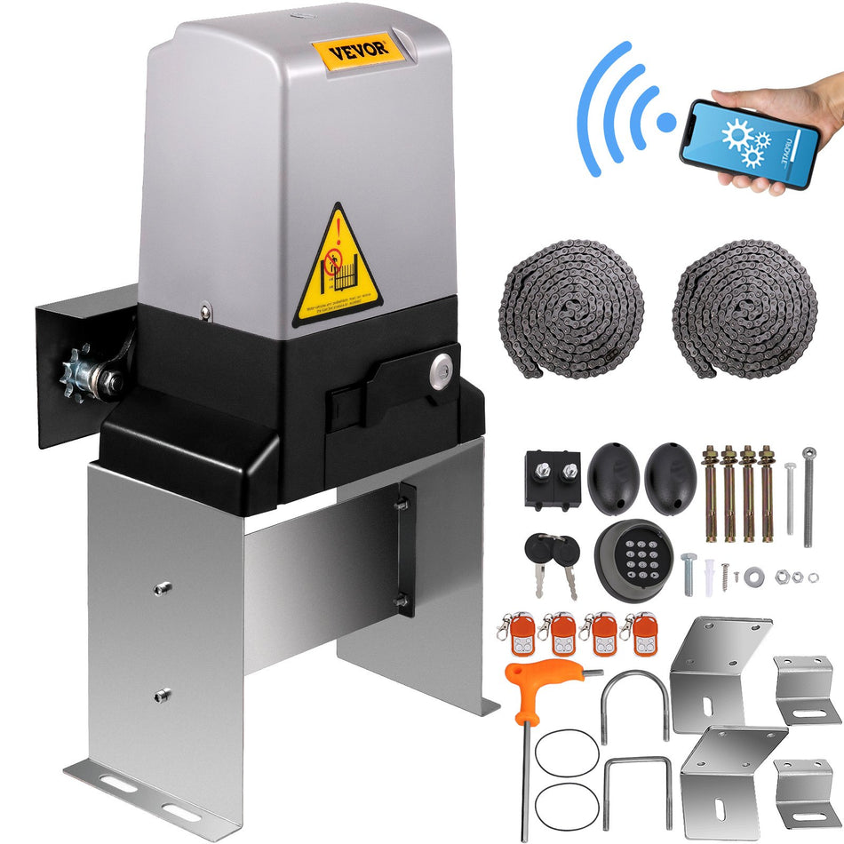Sliding Gate Opener 3300 Lbs Automatic Sliding Gate Gate Opener Motor With 2 Remote Controls 230 Ft Remote Distance Driveway Rolling Gate Automatic Sliding Gate Opener For Sliding Gate