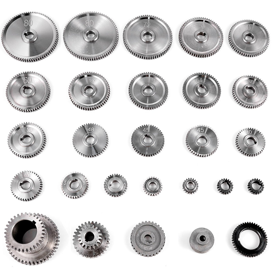 27Pcs Metal Lathe Gears Precise Mini Lathe Replacement Gears Including Box Gear Set Slotless Gears Metal Motor Gears Variable Gears Belt Gear For Cj0618 Mini Lathes Milling Machines