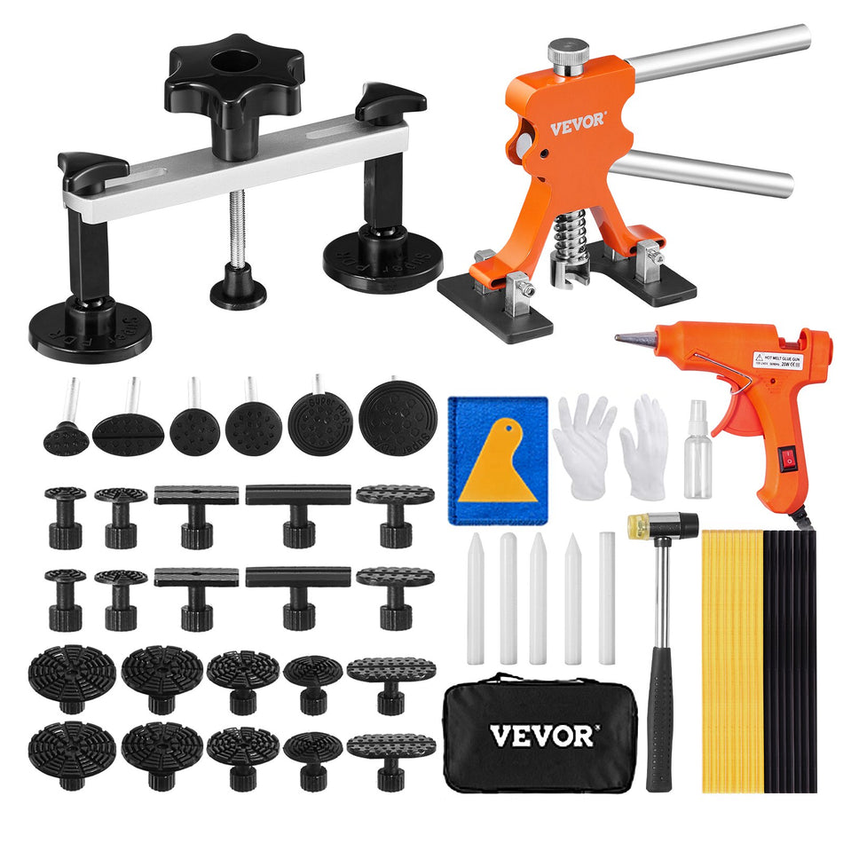 56 Pcs Dent Removal Kit Paintless Dent Repair Kit With Golden Lifter Bridge Puller Car Dent Puller With Puller Tabs Hot Glue Gun For Auto Body Dents Hail Damage Door Ding