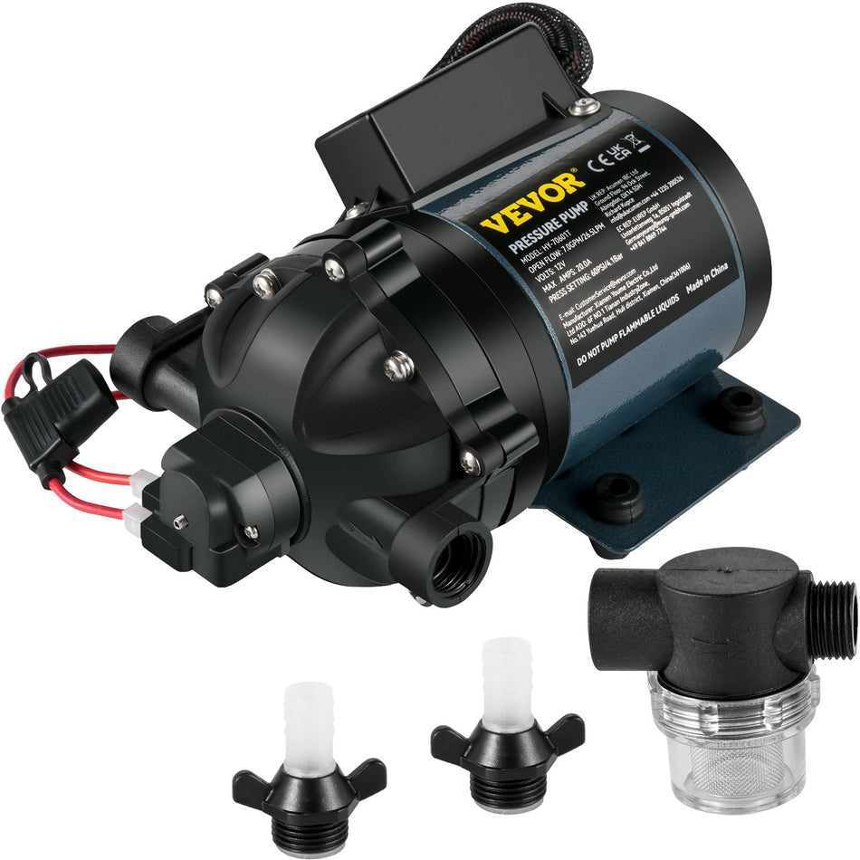 Washdown Pump 12V Dc 7 Gpm 60 Psi Max 10 Ft Lift Self Priming Water Pump W Epdm Valve Universal Salt Water Strainer Femalemale Thread For Rv Marine Deck Yacht