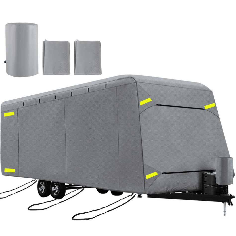 Rv Cover 22 24 Travel Trailer Rv Cover Windproof Rv Trailer Cover Extra Thick 4 Layers Durable Camper Cover Waterproof Ripstop Anti Uv For Rv Motorhome With Adhesive Patch Storage Bag