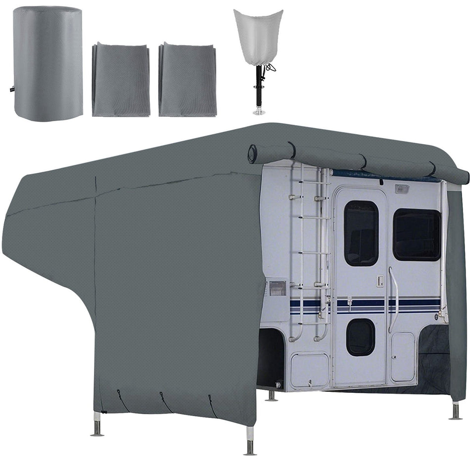 Rv Cover 10 12 Travel Trailer Rv Cover Windproof Rv Trailer Cover Extra Thick 4 Layers Durable Camper Cover Waterproof Ripstop Anti Uv For Rv Motorhome With Adhesive Patch Storage Bag