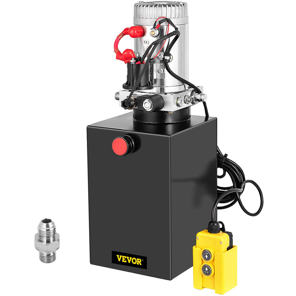 12V Dump Trailer 13 Quart Single Acting Steel Reservoir 3200Psi Power Unit With Control Remote 12 Volt Hydraulic Pump Black