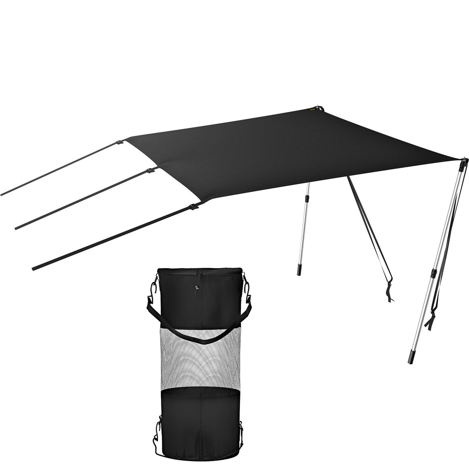 T Top Sun Shade Kit 6 X 5 Uv Proof 600D Polyester T Top Extension Kit With Rustproof Steel Telescopic Poles Waterproof T Top Shade Kit Easy To Assemble For T Tops Bimini Top