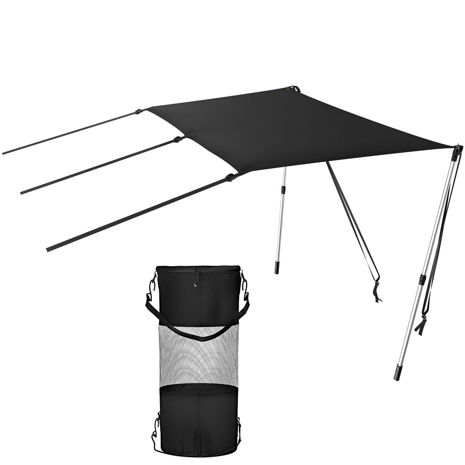 T Top Sun Shade Kit 4 X 5 Uv Proof 600D Polyester T Top Extension Kit With Rustproof Steel Telescopic Poles Waterproof T Top Shade Kit Easy To Assemble For T Tops Bimini Top