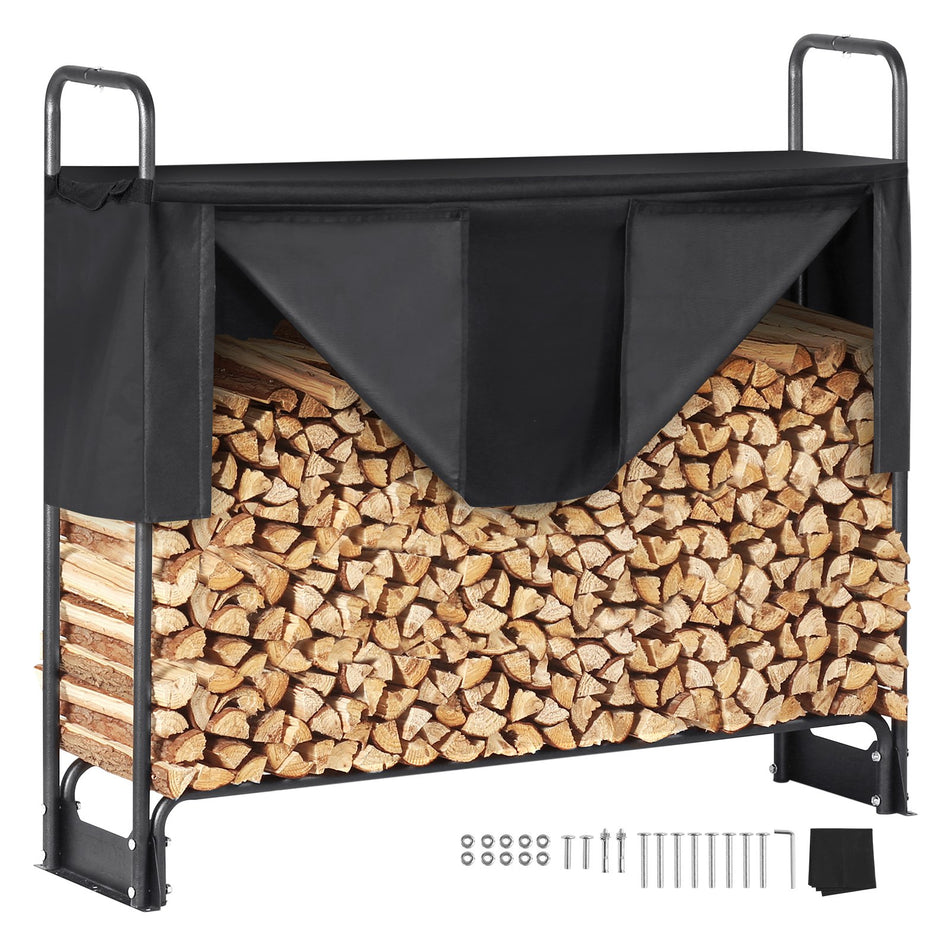43Ft Outdoor Firewood Rack With Cover 52X142X461 In Heavy Duty Firewood Holder 600D Oxford Waterproof Cover For Fireplace Patio Indooroutdoor Log Storage Rack For 14 Cord Of Firewood