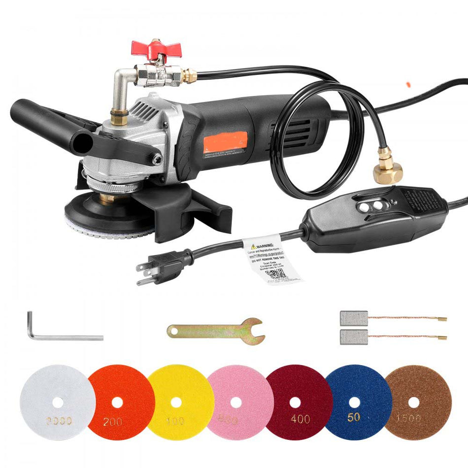 Wet Stone Polisher 4 Inch Electric Granite Polisher With 6 Speed 7 Pads Upper Water Injection 800W