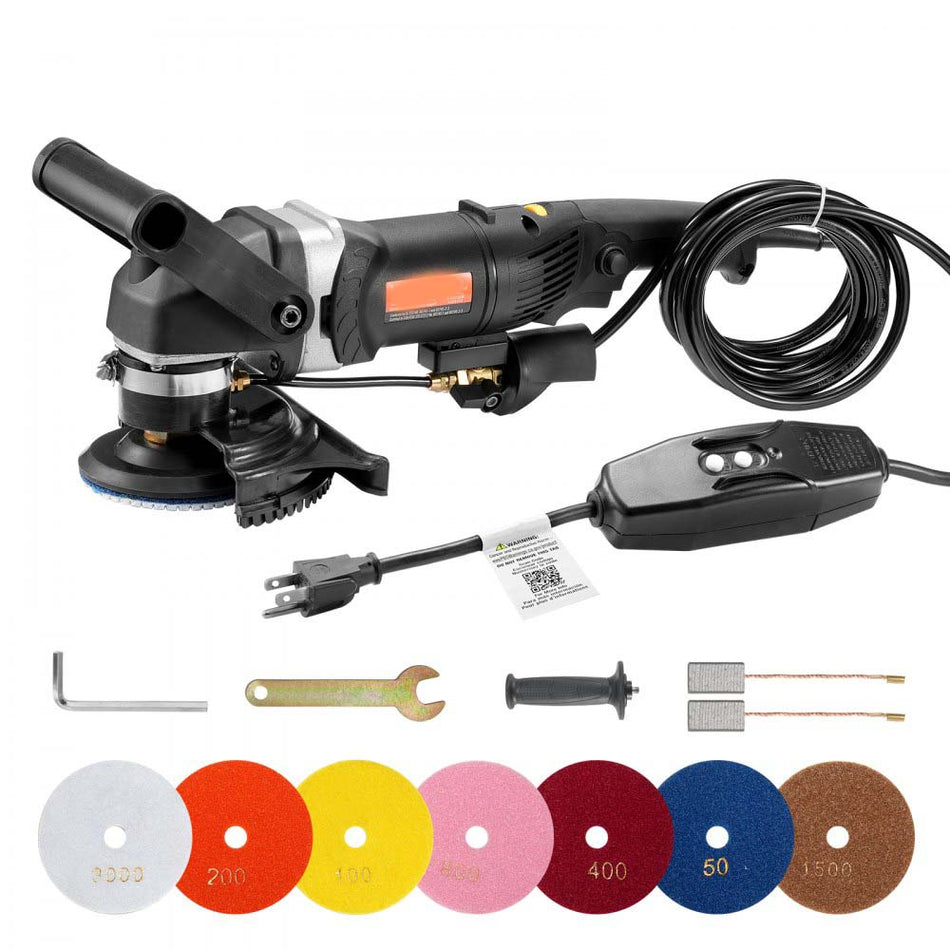 Wet Stone Polisher 4 Inch 800W Electric Concrete Polisher 6 Speed 7 Pads Lower Water Injection 800W