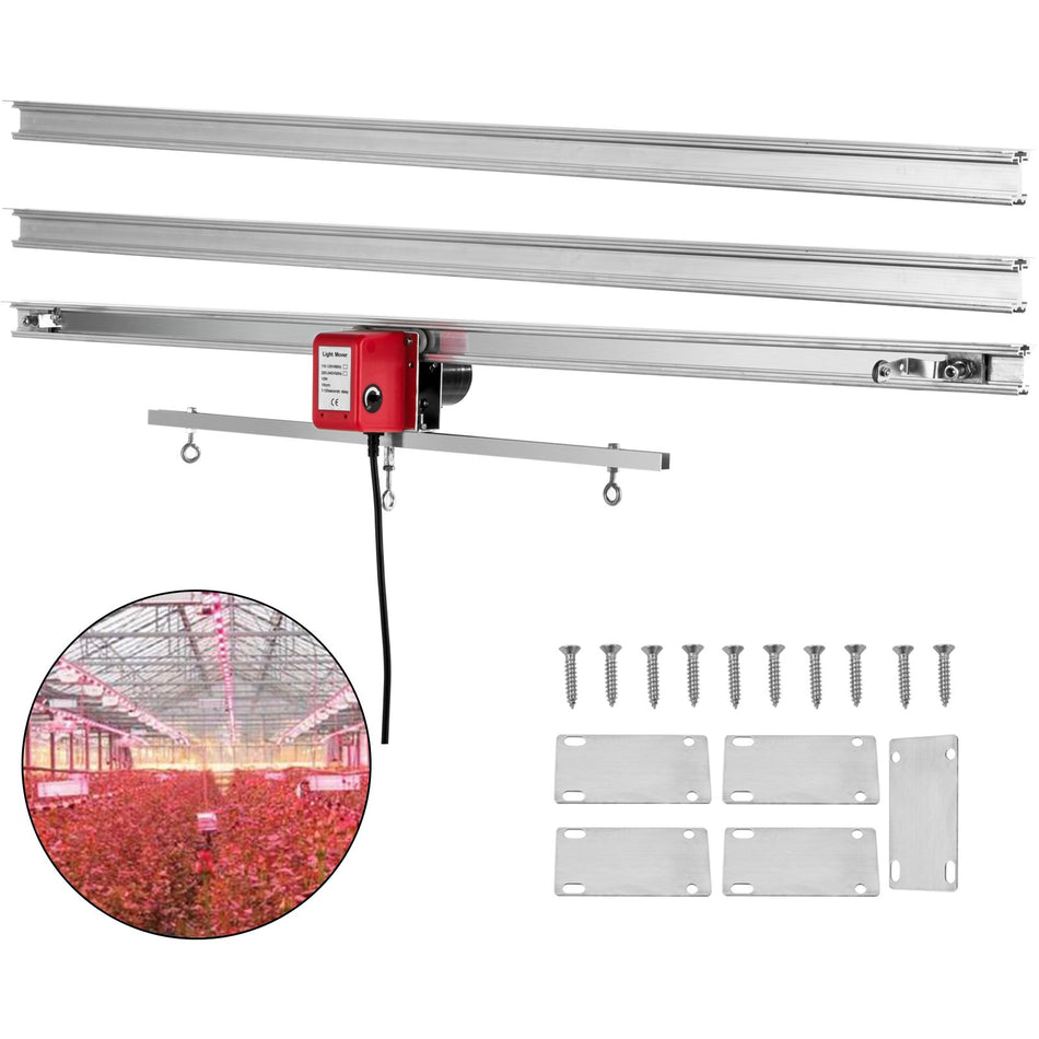 108 Ft Adjustable Indoor Grow Light Mover Track Rail Mover Kit 10 Rmin Mover Motor W Onoff Button Three Moving Rails 0 120 Second Adjustable Time Delay Hydroponic Lighting System
