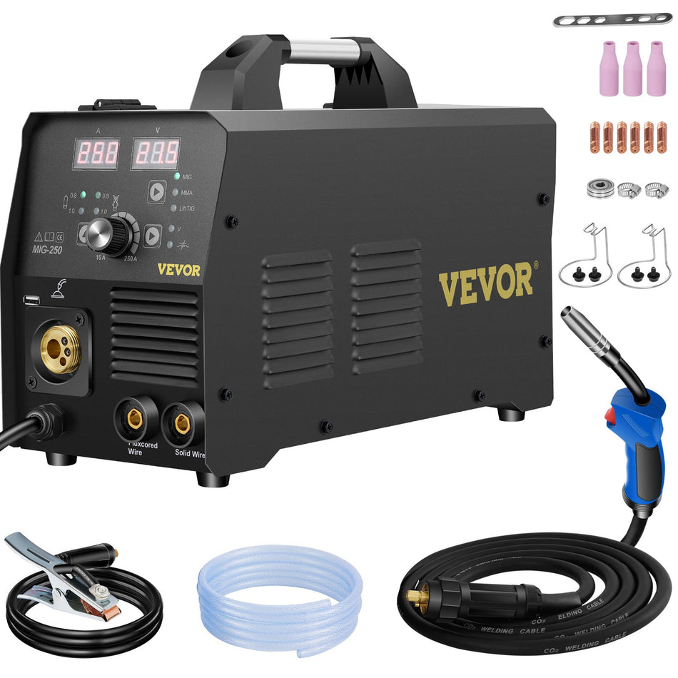 250Amp Mig Welder Welding Machine 3 In 1 220V Flux Coregassolid Wire Welding Machine Wigbt Inverter Torch Digital Miglift Tigstick Multiprocess Welder
