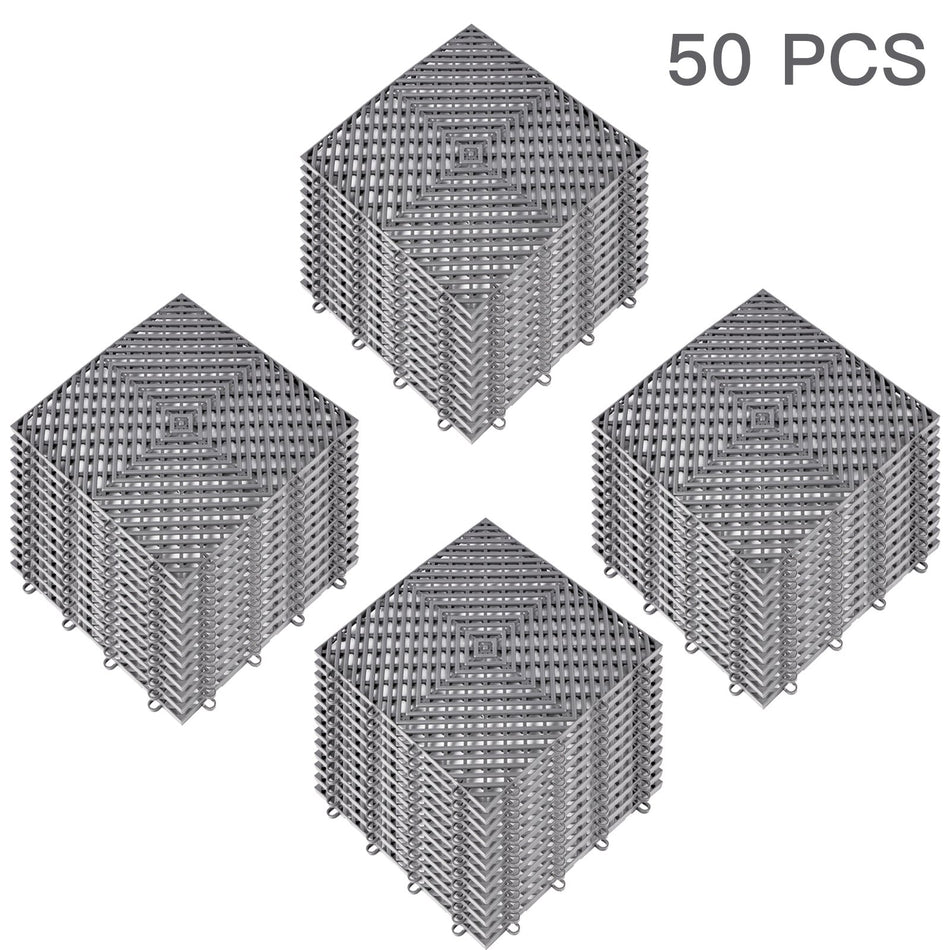 Tiles Interlocking 50 Pcs Gray Drainage Tiles 12X12X05 Inches Deck Tiles Outdoor Floor Tiles Outdoor Interlocking Tiles Deck Flooring For Pool Shower Bathroom Deck Patio Garage