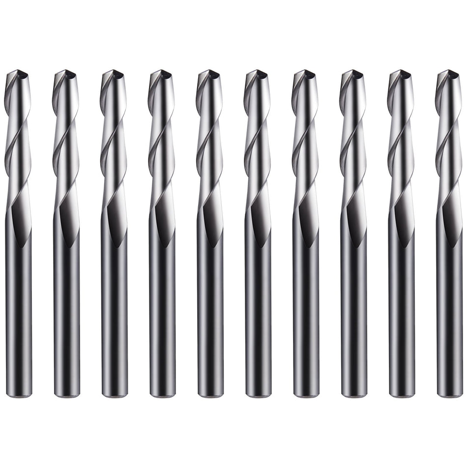 10Pcs Cnc Router Bits 18Cnc Router End Mill Tungsten Steel Cnc Engraving Bits Flat Nose 2 Flute Spiral Milling Cutter Tool Set For Engraving Cutting Acrylic Solid Wood Mdf3175X17X38Mm
