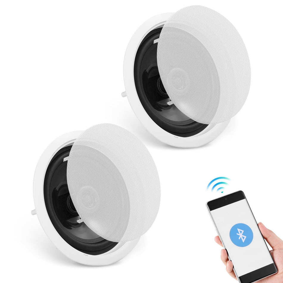 2 Pcs 65 Bluetooth In Ceiling Speakers 150W Flush Mount Ceiling In Wall Speaker System With 8Impedance 89Db Sensitivity For Home Kitchen Living Room Bedroom Or Covered Outdoor Porches
