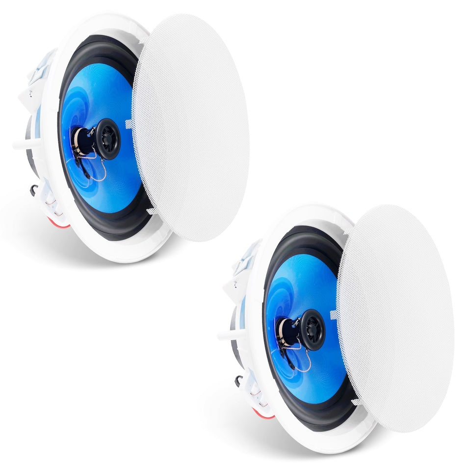 2 Pcs 8 Inch In Ceiling Speakers 50 Watts Flush Mount Ceiling In Wall Speakers System With 8Impedance 89Db Sensitivity For Home Kitchen Living Room Bedroom Or Covered Outdoor Porches
