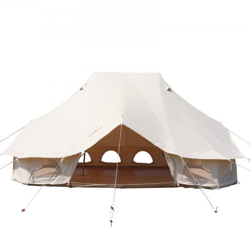6M Bell Tent 197X131X98 Ft Yurt Beige Canvas Tent Cotton Glamping Tents 8 12 Person 4 Season Teepee Tent Portable For Adults Luxury Safari Tent For Family Outdoor Camping Lightweight
