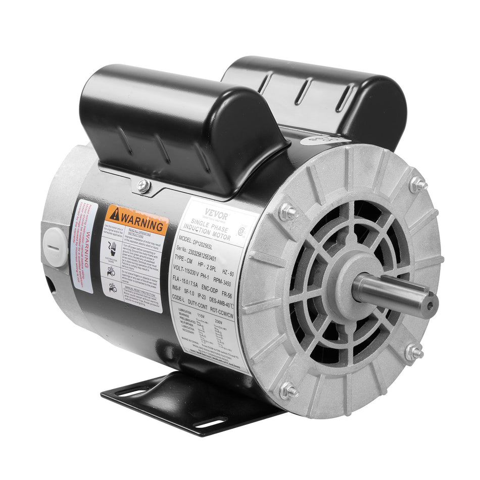 2Hp Spl Air Compressor Motor 115230V 1575 Amps Electric Motor 3450Rpm 56 Frame 58 Keyed Shaft 188 Shaft Length For Air Compressors Cwccw Rotation