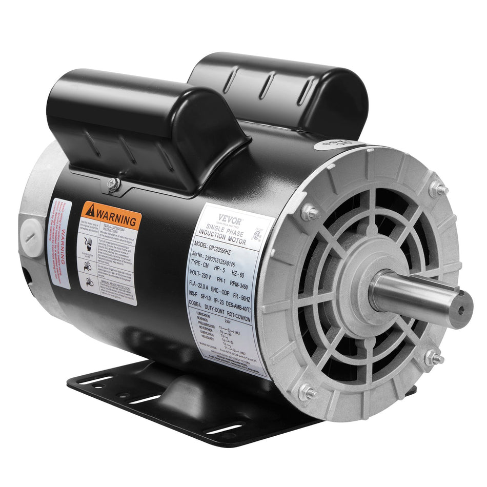 5Hp Air Compressor Motor 230V 22 Amps Electric Motor 3450Rpm 56Hz Frame 78 Keyed Shaft 225 Shaft Length For Air Compressors Cwccw Rotation